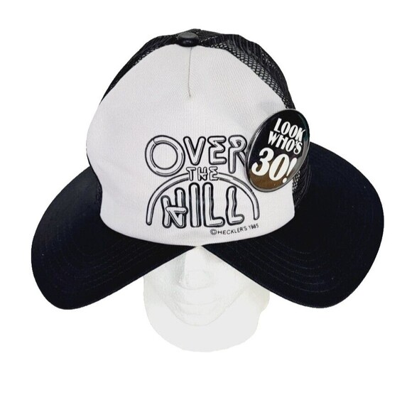 Vintage 80s Hecklers Double Bill "Over The Hill Look Who's 30" Mesh Trucker Hat - Picture 2 of 10